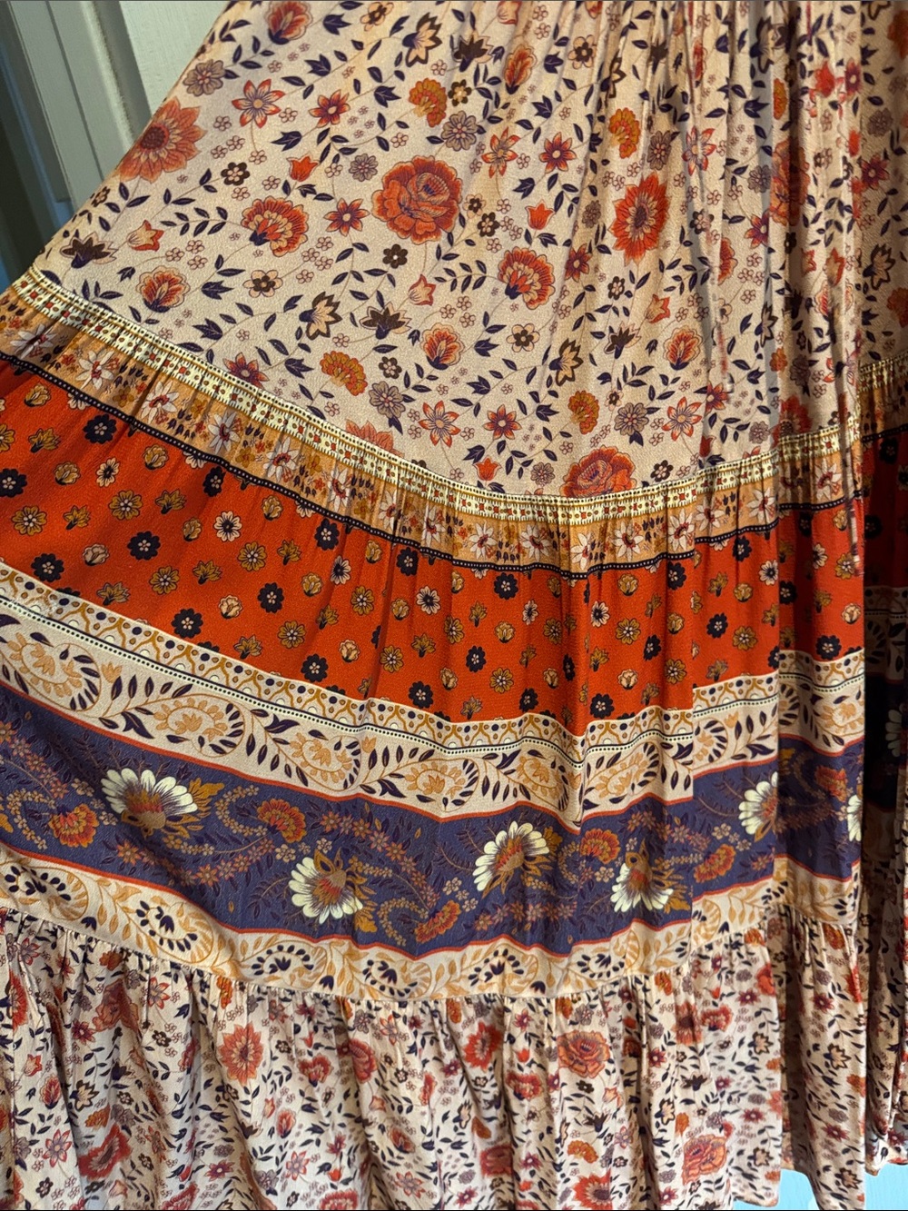 SPELL DESIGNS- Bohemian Floral Maxi Dress in Rust and Beige - Picture 4 of 4